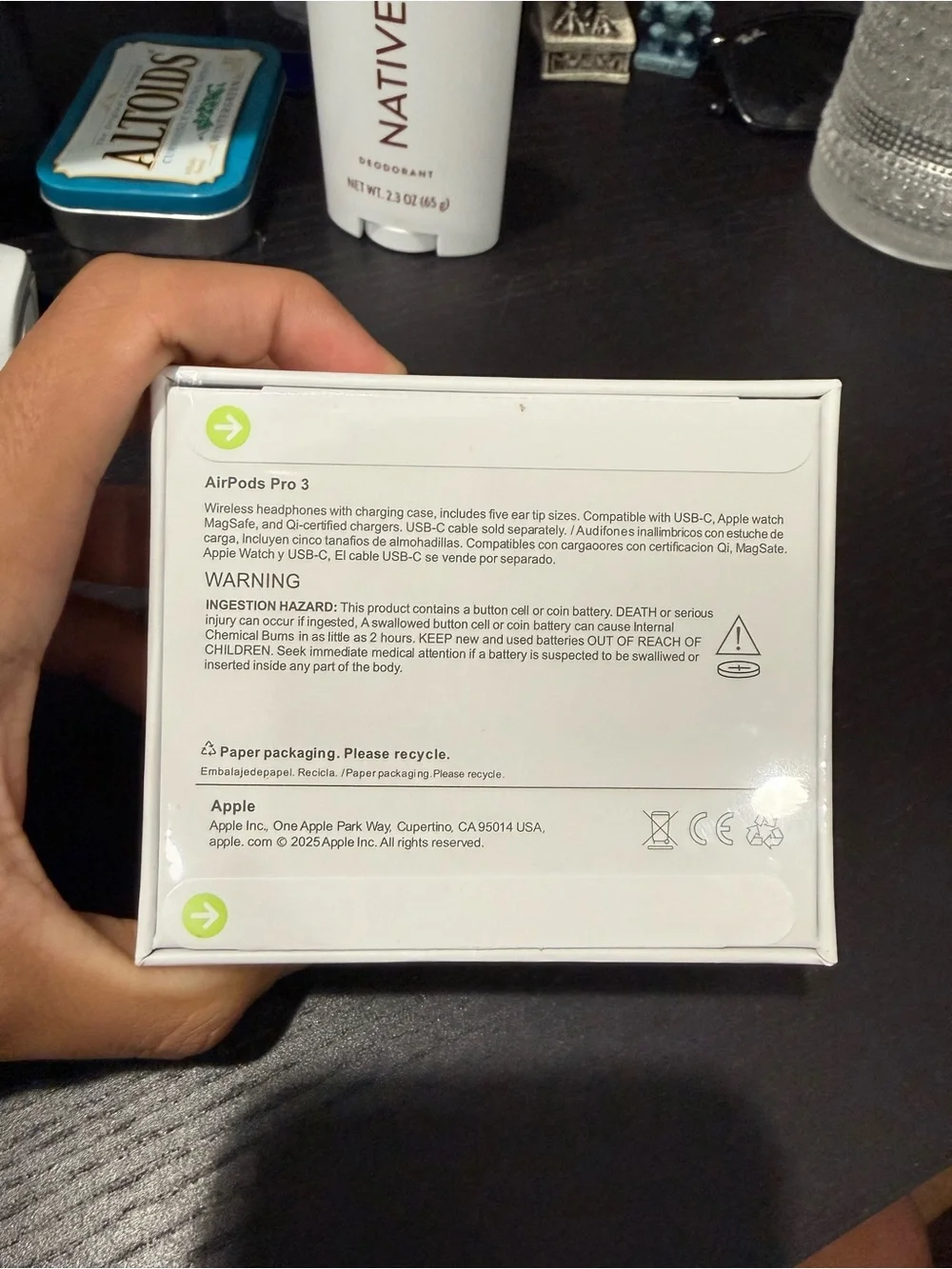 Apple AirPods Pro 3 Box – White with Green Accents